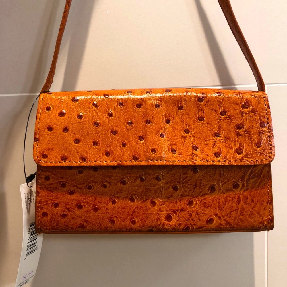 Dkny Faux Ostrich Butterscotch Handbag
